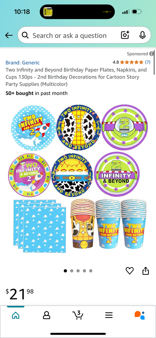 Two Infinity and Beyond Birthday Paper Plates, Napkins, and Cups 130ps - 2nd Birthday Decorations for Cartoon Story Party Supplies (Multicolor)