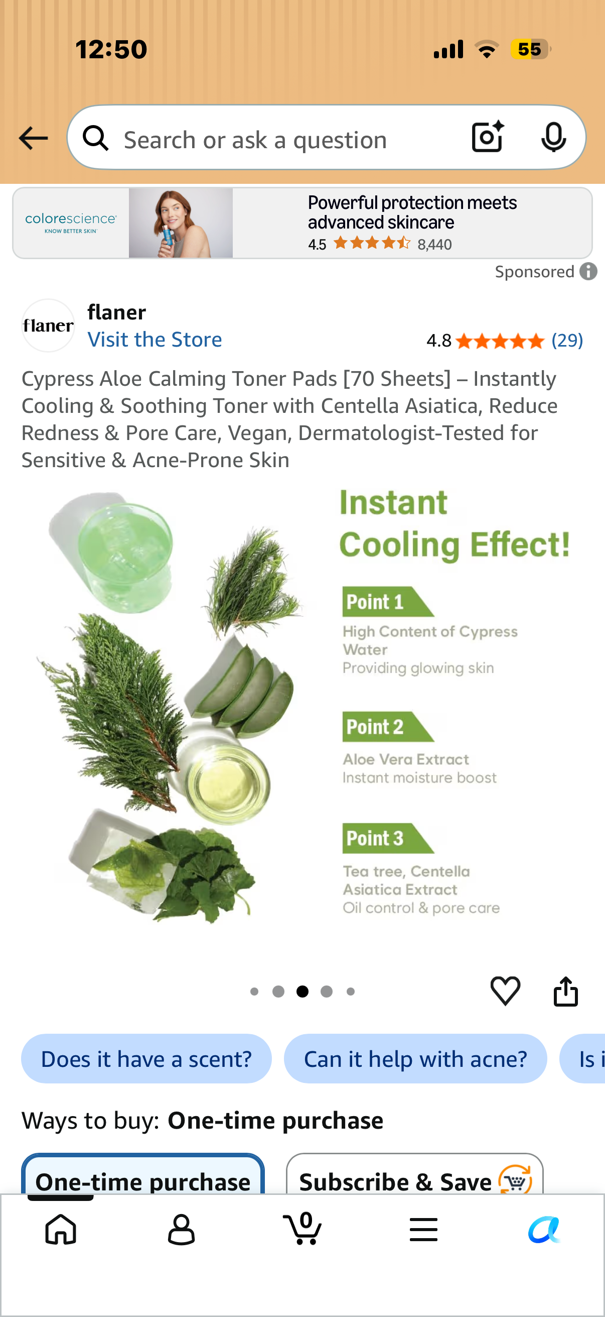 Cypress Aloe Calming Toner Pads [70 Sheets] – Instantly Cooling & Soothing Toner with Centella Asiatica, Reduce Redness & Pore Care, Vegan, Dermatologist-Tested for Sensitive & Acne-Prone Skin