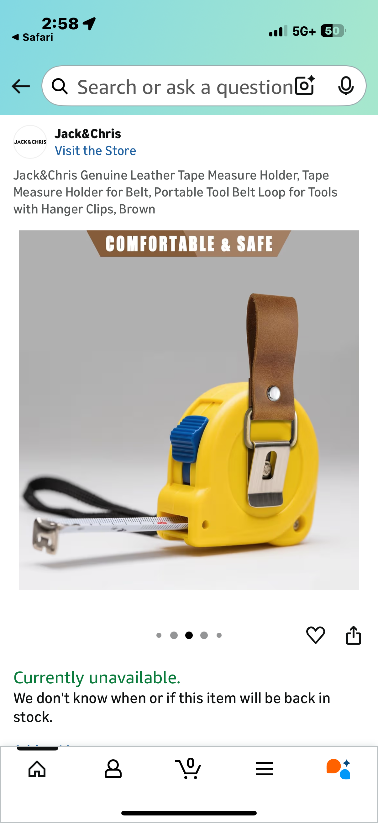 Jack&Chris Genuine Leather Tape Measure Holder, Tape Measure Holder for Belt, Portable Tool Belt Loop for Tools with Hanger Clips, Brown