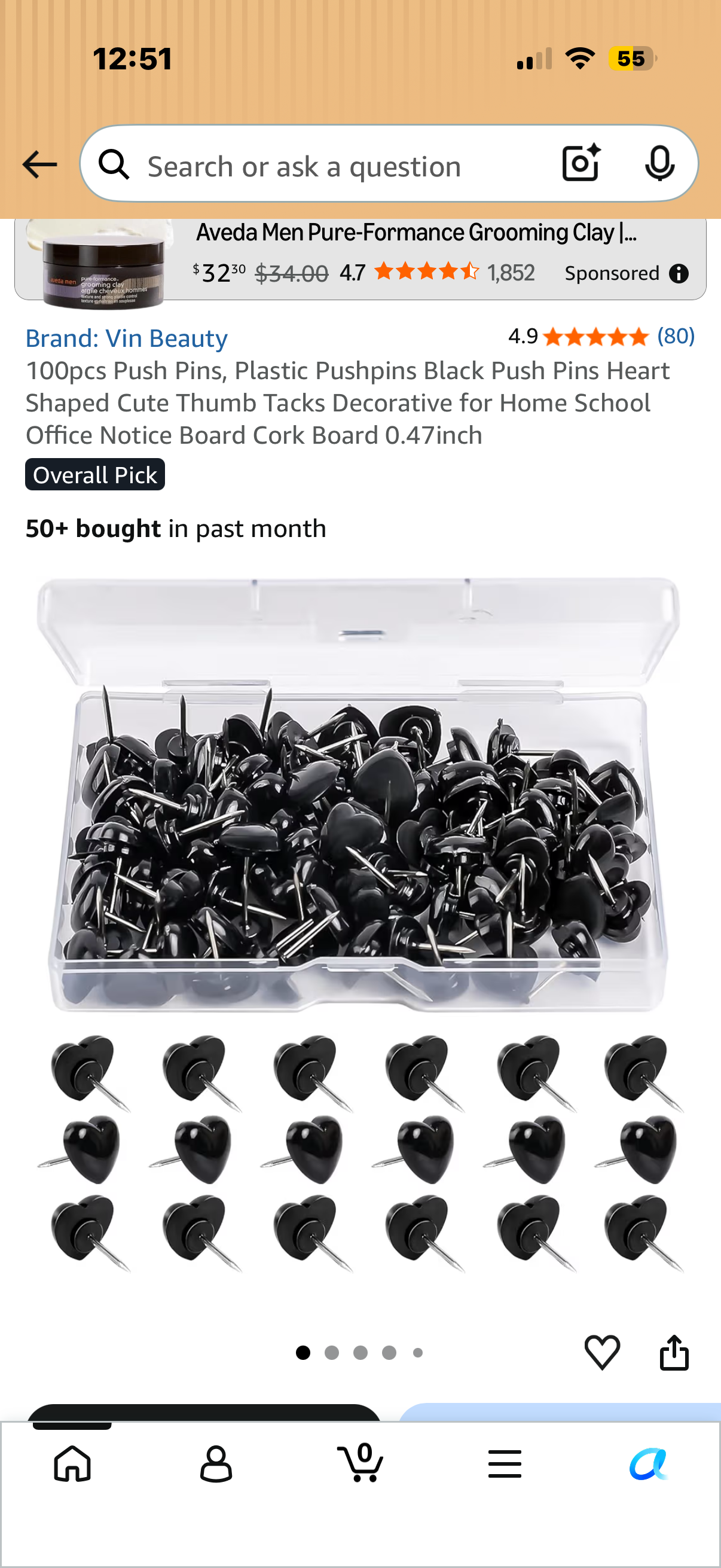 100pcs Push Pins, Plastic Pushpins Black Push Pins Heart Shaped Cute Thumb Tacks Decorative for Home School Office Notice Board Cork Board 0.47inch