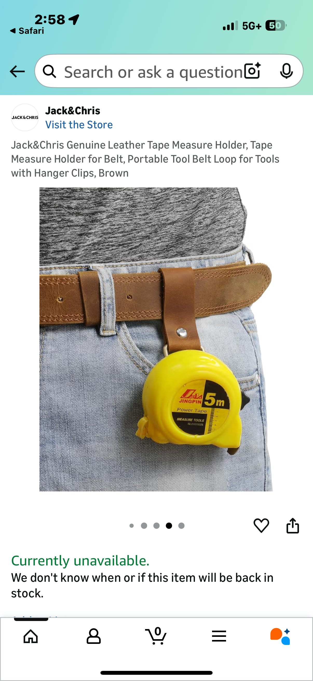 Jack&Chris Genuine Leather Tape Measure Holder, Tape Measure Holder for Belt, Portable Tool Belt Loop for Tools with Hanger Clips, Brown