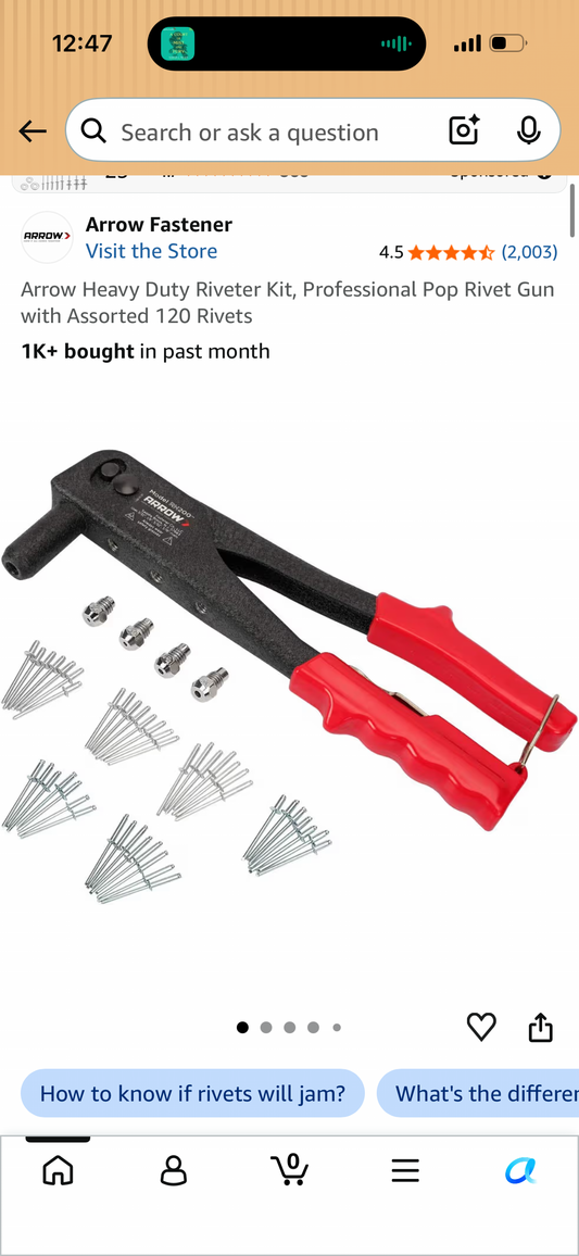 Arrow Heavy Duty Riveter Kit, Professional Pop Rivet Gun with Assorted 120 Rivets