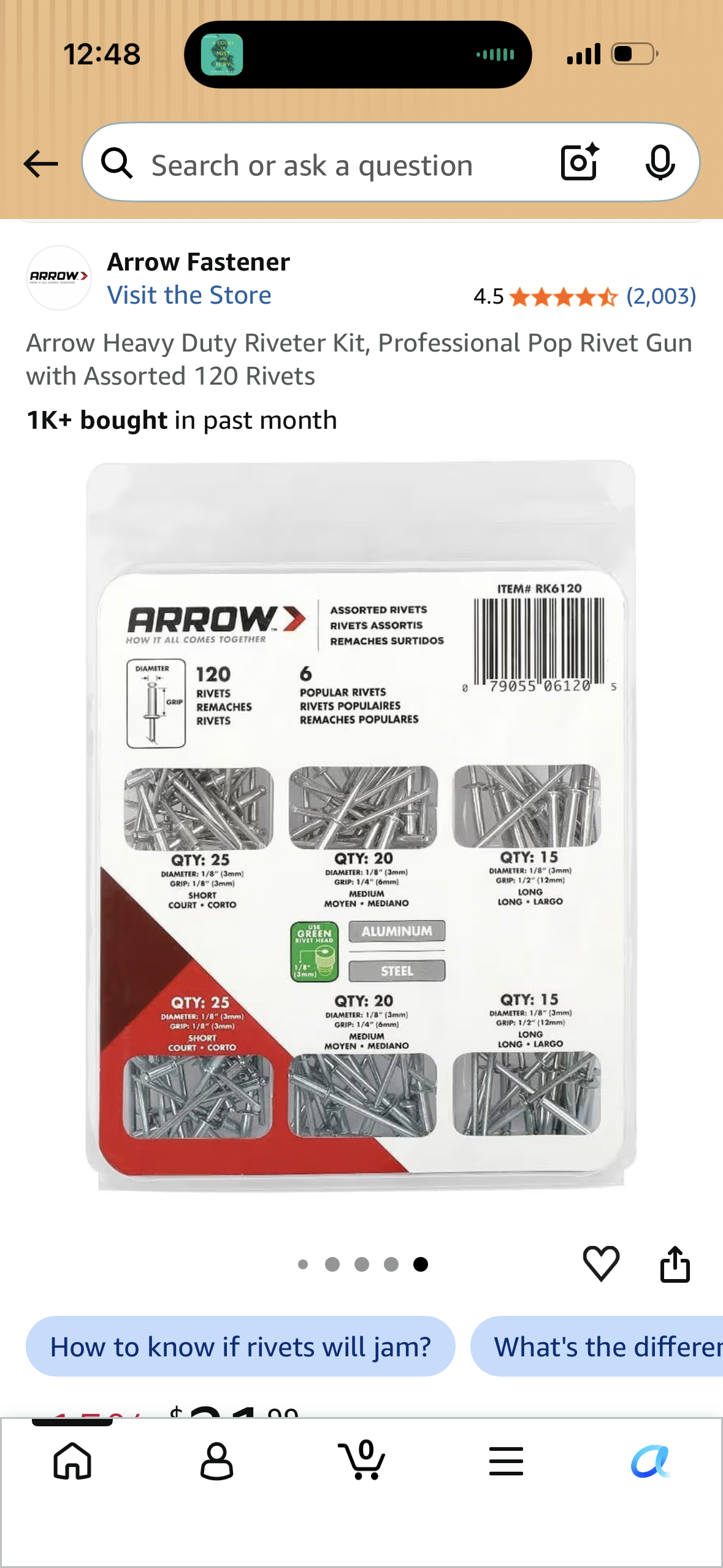 Arrow Heavy Duty Riveter Kit, Professional Pop Rivet Gun with Assorted 120 Rivets