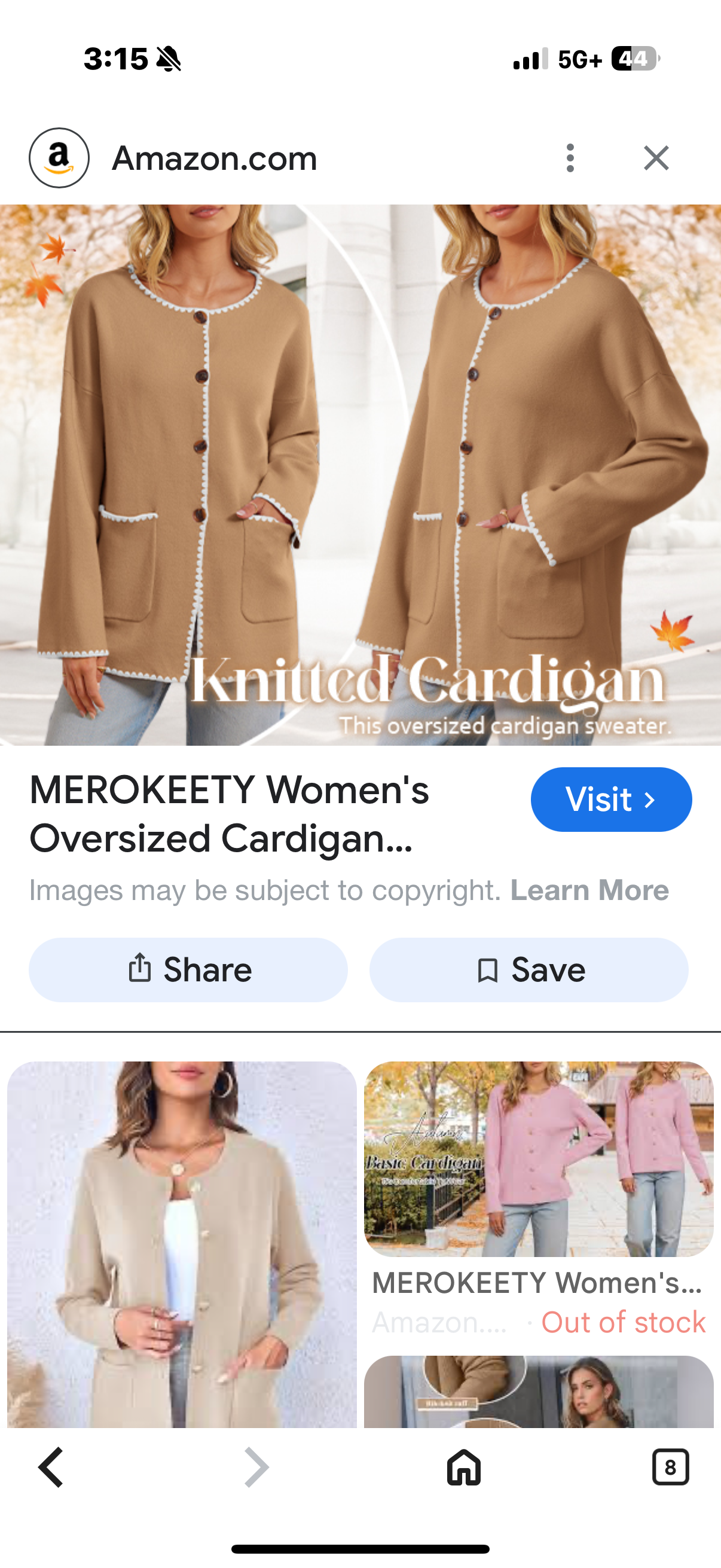 Merokeety Oversized Women’s Light Grey Cardigan (Size Small)