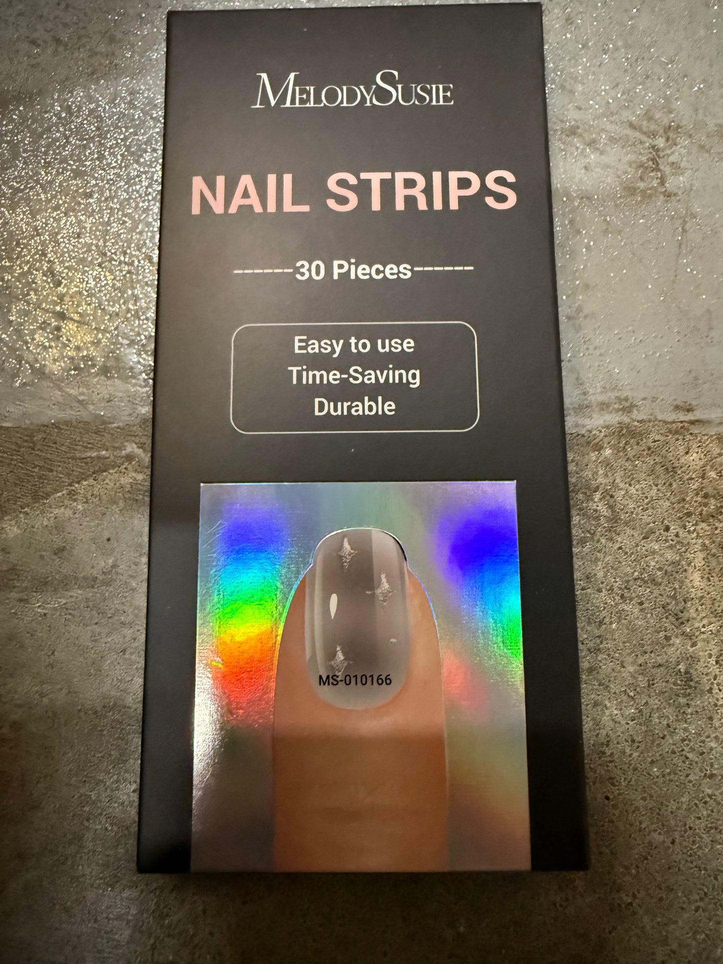 MelodySusie 30PCS Semi Cured Gel Nail Strips (Black Cross Stars), Works with Nail Lamp, Salon Quality, Long Lasting, Easy to Apply and Remove, Includes 2 Prep Pads, Nail File and Wooden Stick