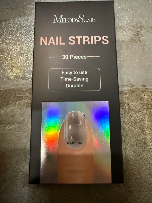 MelodySusie 30PCS Semi Cured Gel Nail Strips (Black Cross Stars), Works with Nail Lamp, Salon Quality, Long Lasting, Easy to Apply and Remove, Includes 2 Prep Pads, Nail File and Wooden Stick