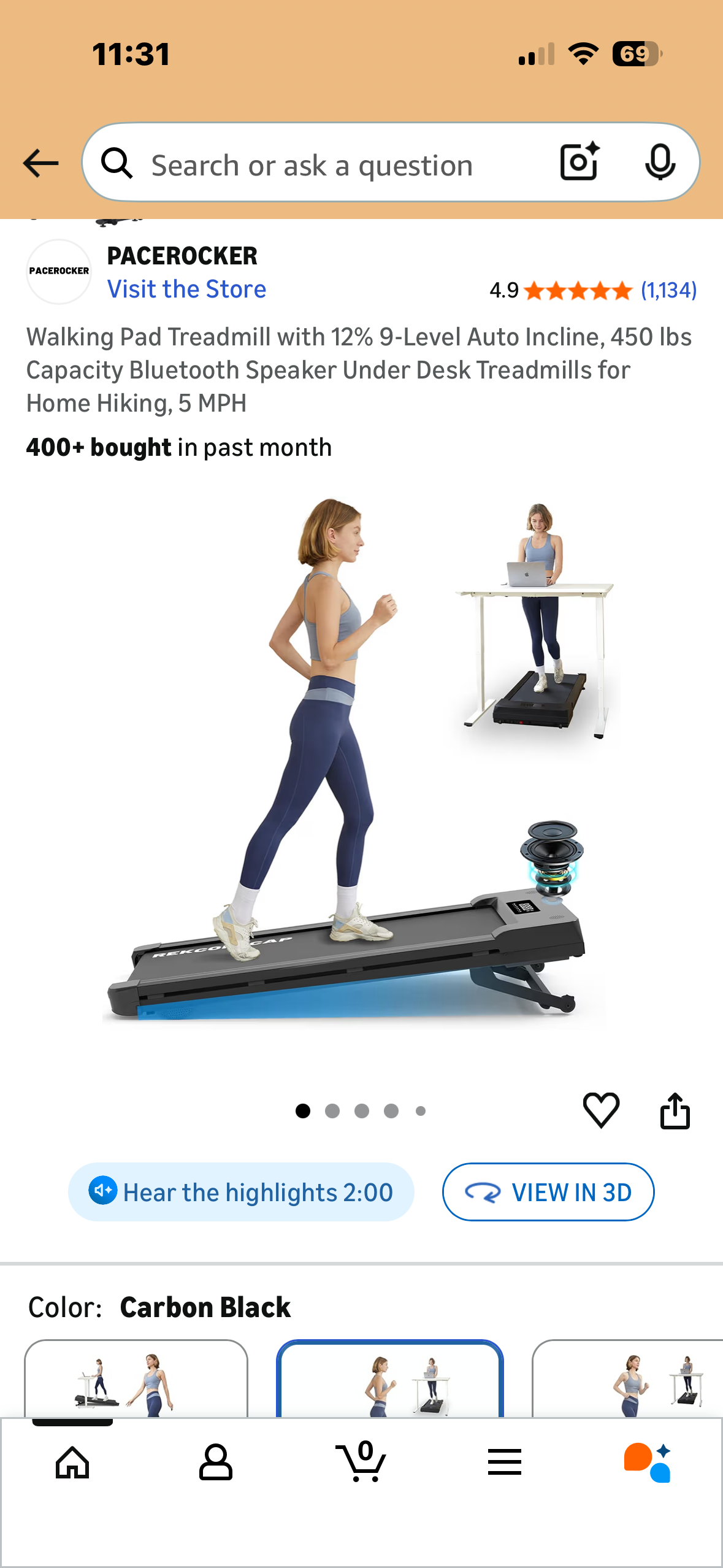 Walking Pad Treadmill with 12% 9-Level Auto Incline, 450 Ibs
Capacity, Bluetooth Speaker, Under Desk Treadmill for Home or Office (W604)