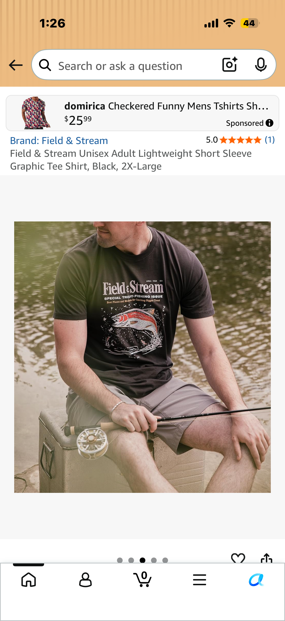 Field & Stream Unisex Adult Lightweight Short Sleeve Graphic Tee Shirt, Black, )Size 2XL)