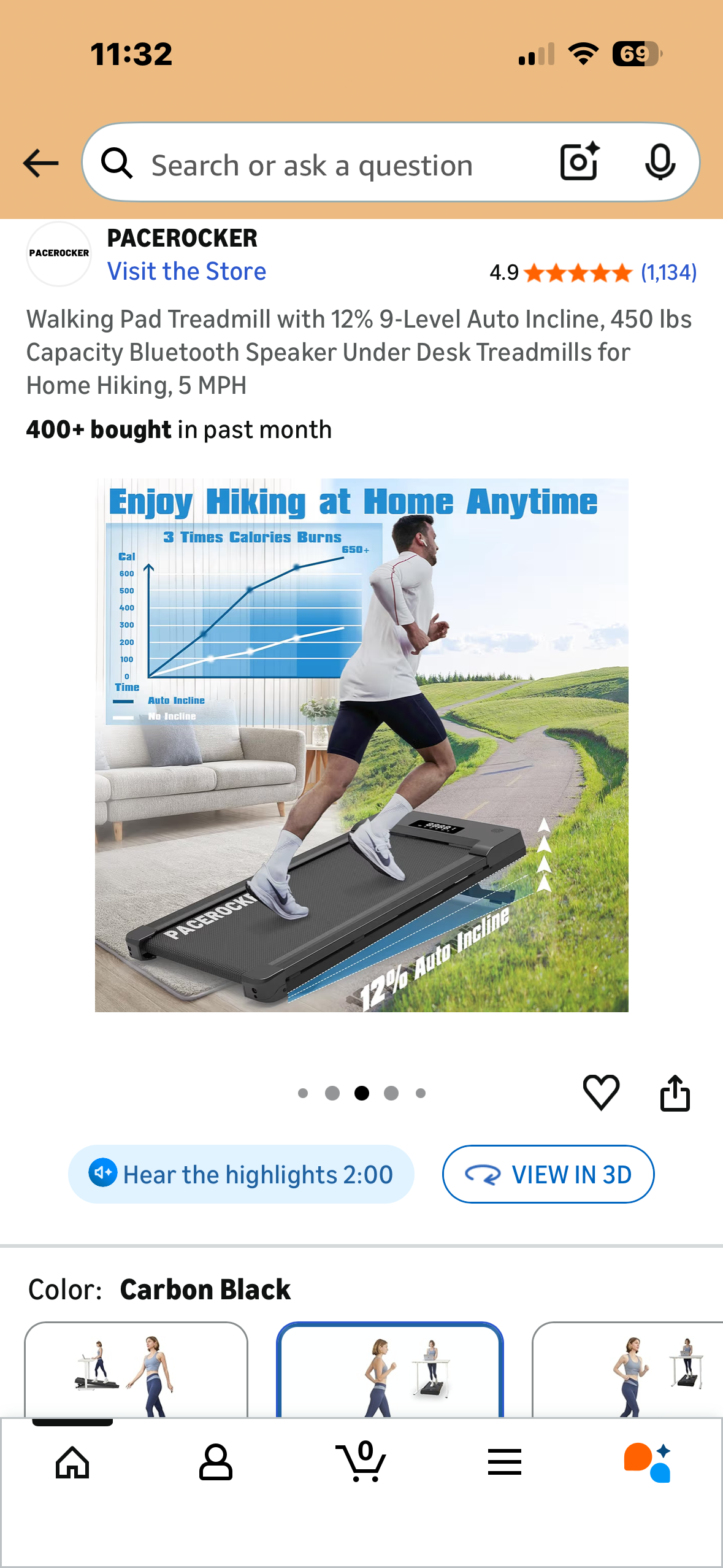 Walking Pad Treadmill with 12% 9-Level Auto Incline, 450 Ibs
Capacity, Bluetooth Speaker, Under Desk Treadmill for Home or Office (W604)