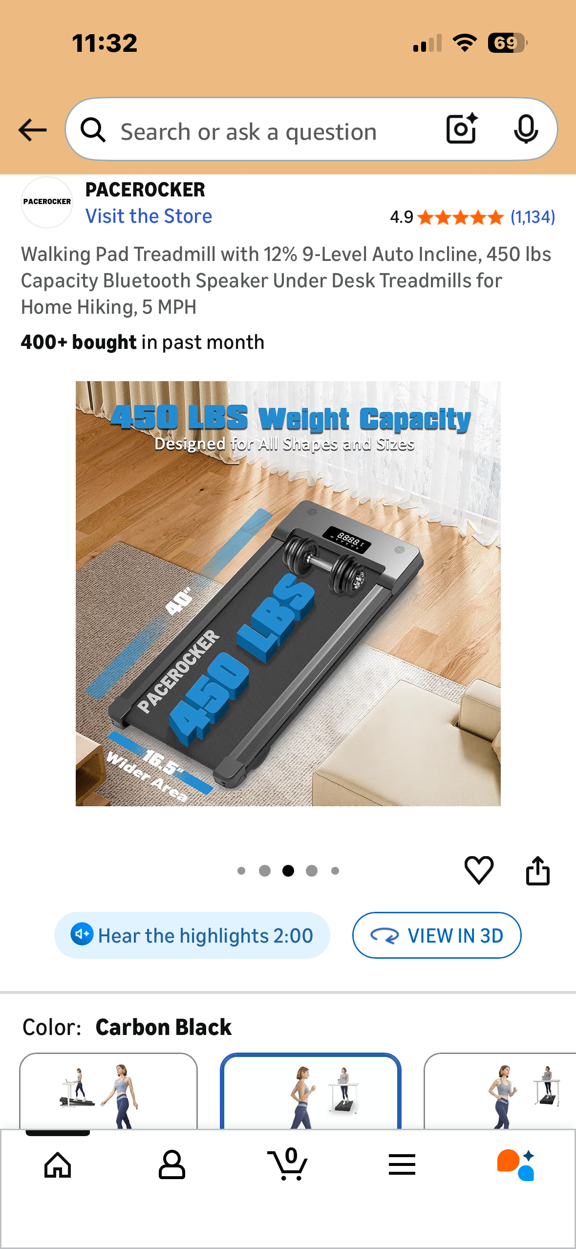 Walking Pad Treadmill with 12% 9-Level Auto Incline, 450 Ibs
Capacity, Bluetooth Speaker, Under Desk Treadmill for Home or Office (W604)