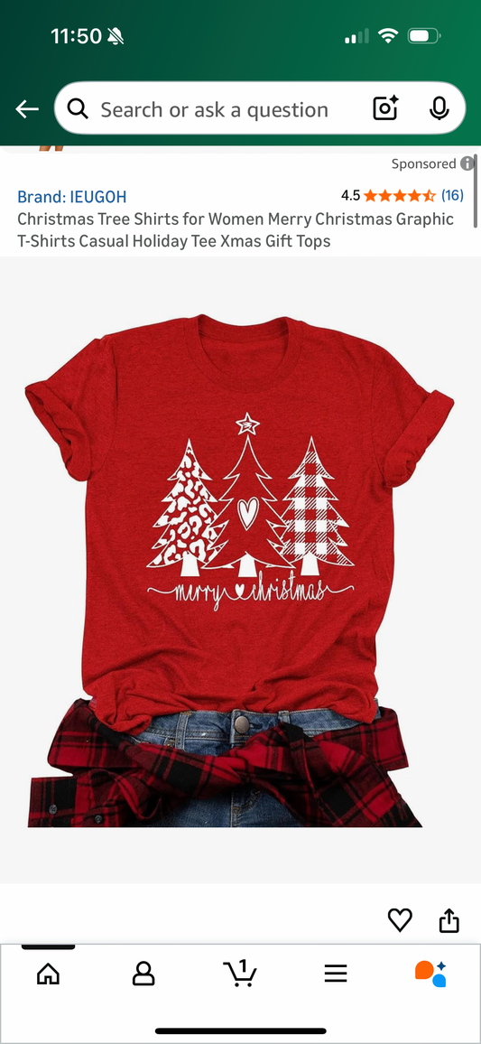 Christmas Tree Shirts for Women Merry Christmas Graphic (Size X-Large)