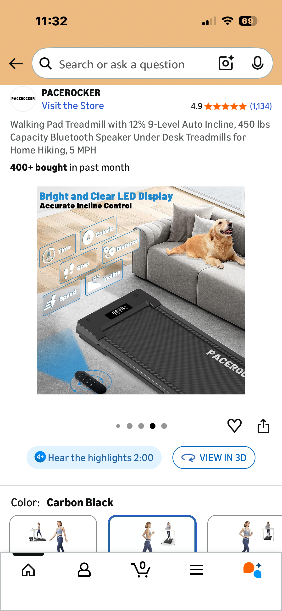 Walking Pad Treadmill with 12% 9-Level Auto Incline, 450 Ibs
Capacity, Bluetooth Speaker, Under Desk Treadmill for Home or Office (W604)