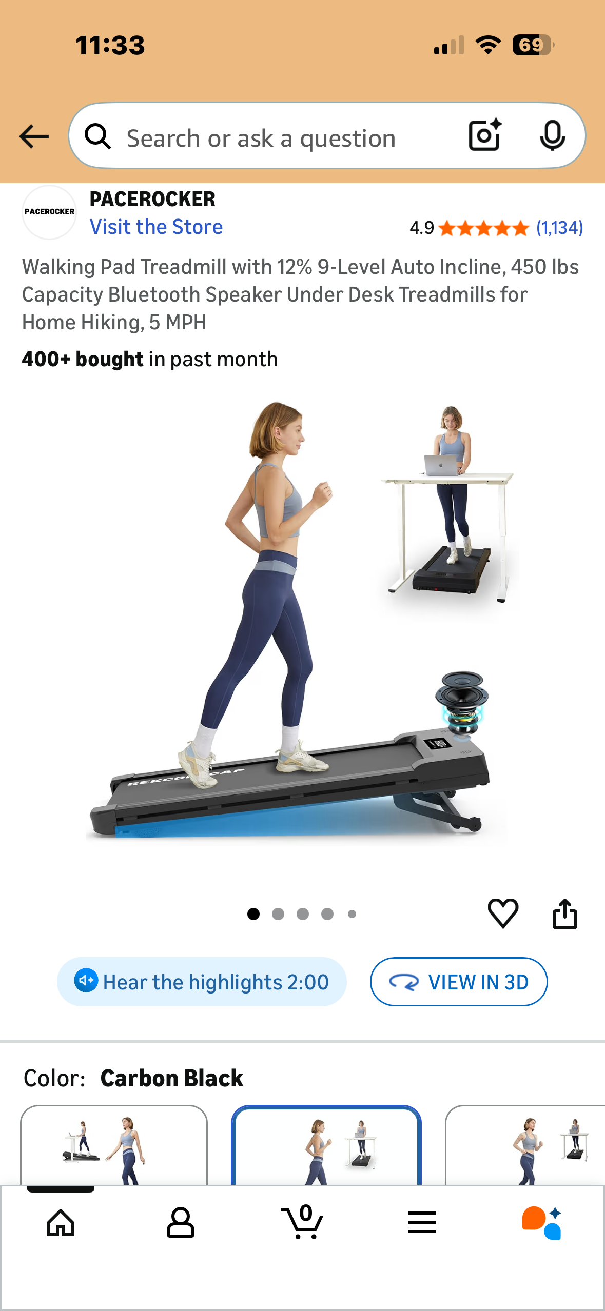 Walking Pad Treadmill with 12% 9-Level Auto Incline, 450 Ibs
Capacity, Bluetooth Speaker, Under Desk Treadmill for Home or Office (W604)