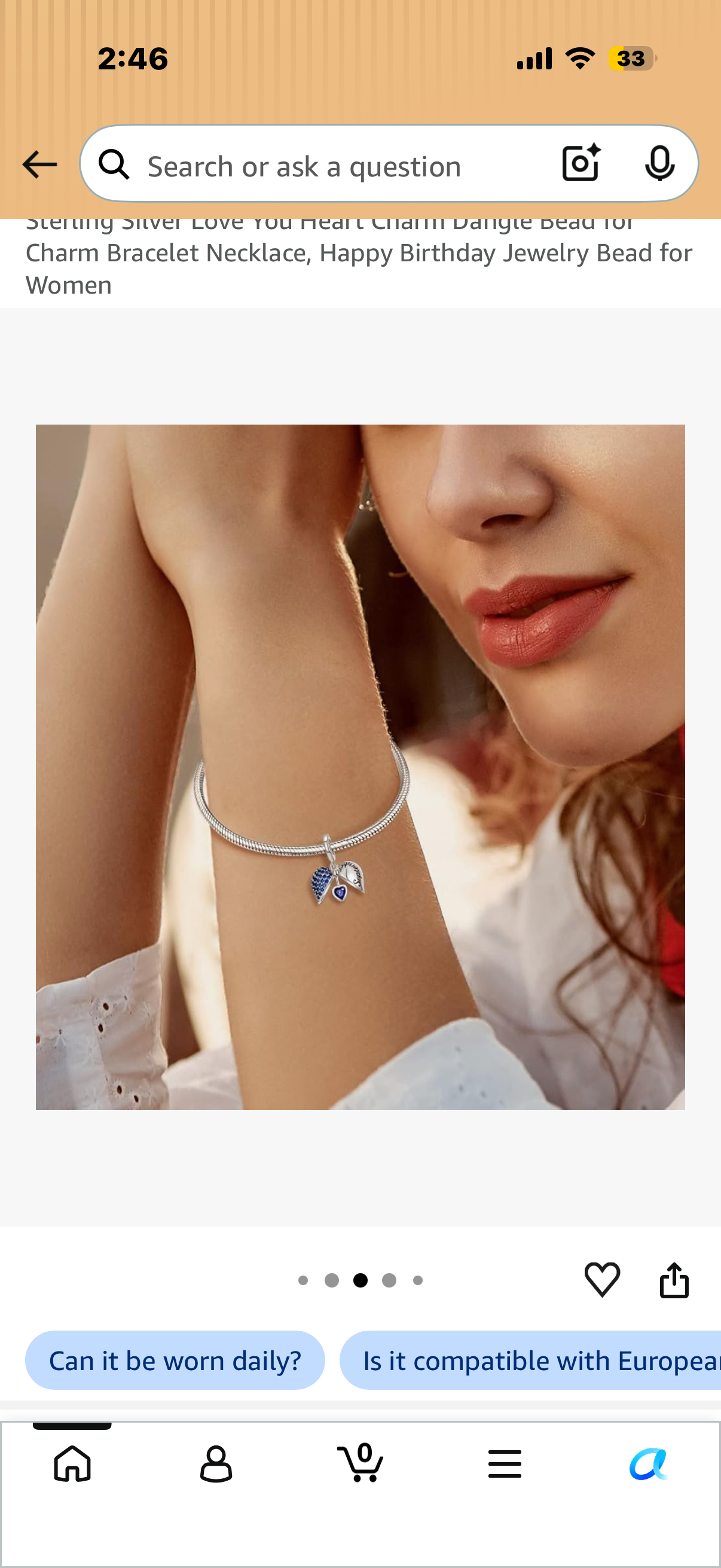 FOREVER QUEEN Birthstone Charms Wings of Angel 925 Sterling Silver Love You Heart Charm Dangle Bead for Charm Bracelet Necklace, Happy Birthday Jewelry Bead for Women