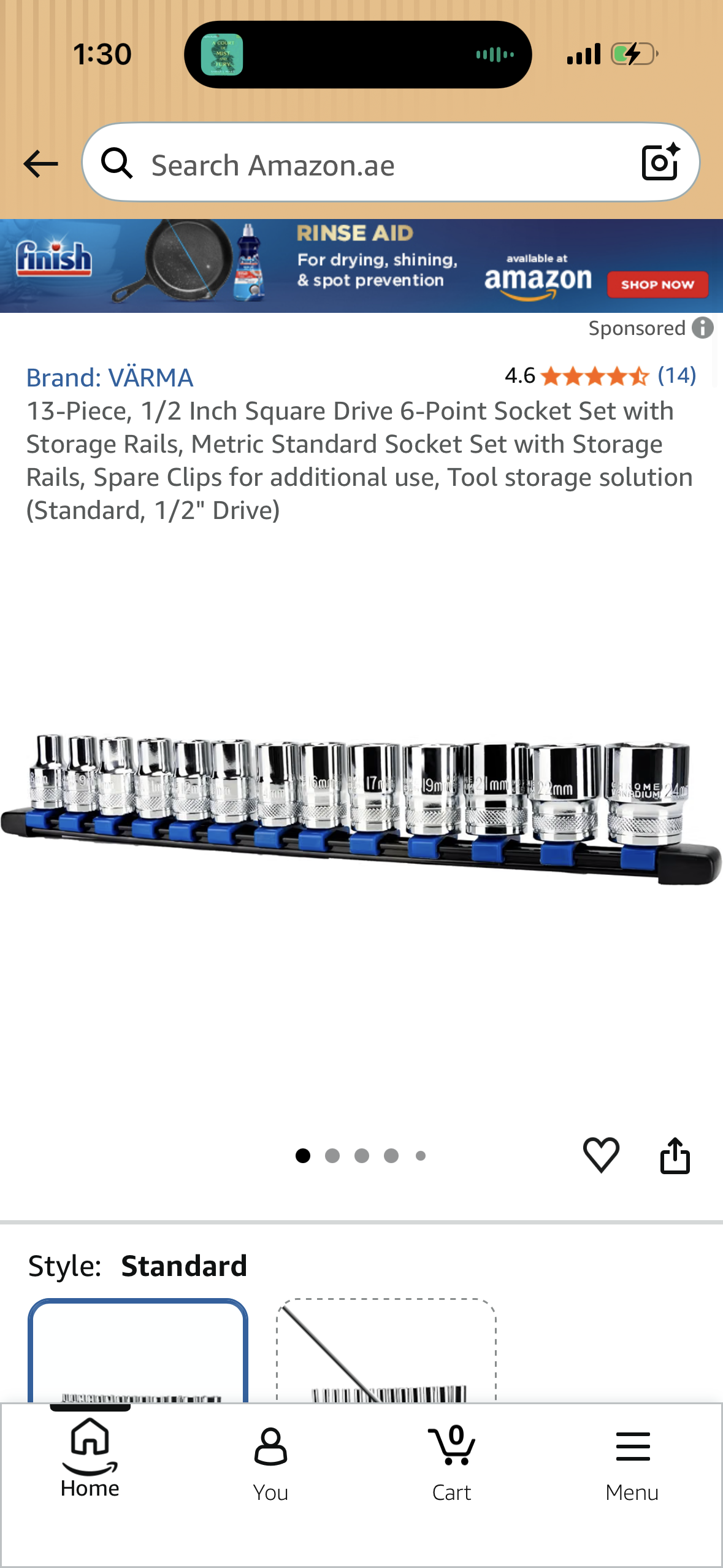 13-Piece, 1/2 Inch Square Drive 6-Point Socket Set with Storage Rails, Metric Standard Socket Set with Storage Rails, Spare Clips for additional use, Tool storage solution (Standard, 1/2" Drive)