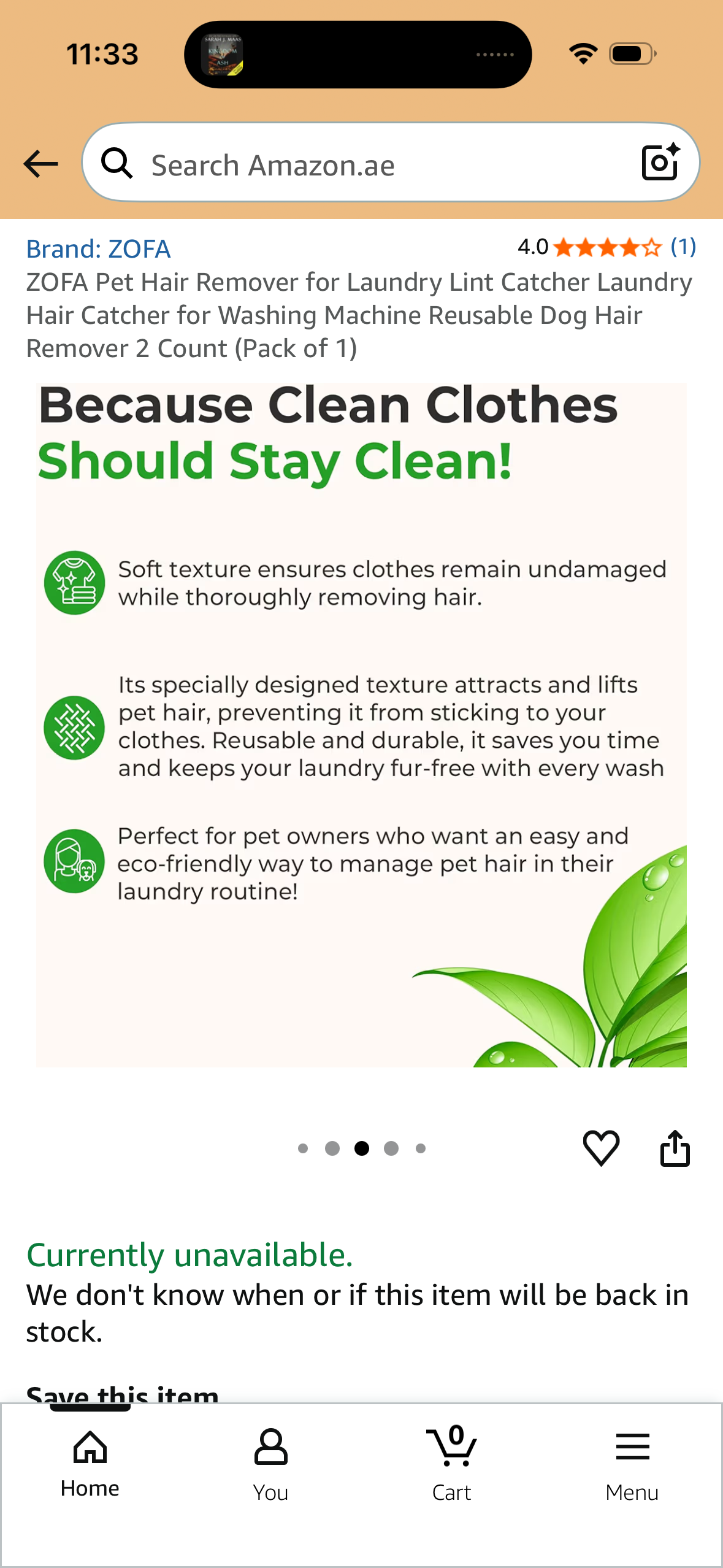 ZOFA Pet Hair Remover for Laundry Lint Catcher Laundry Hair Catcher for Washing Machine Reusable Dog Hair Remover 2 Count