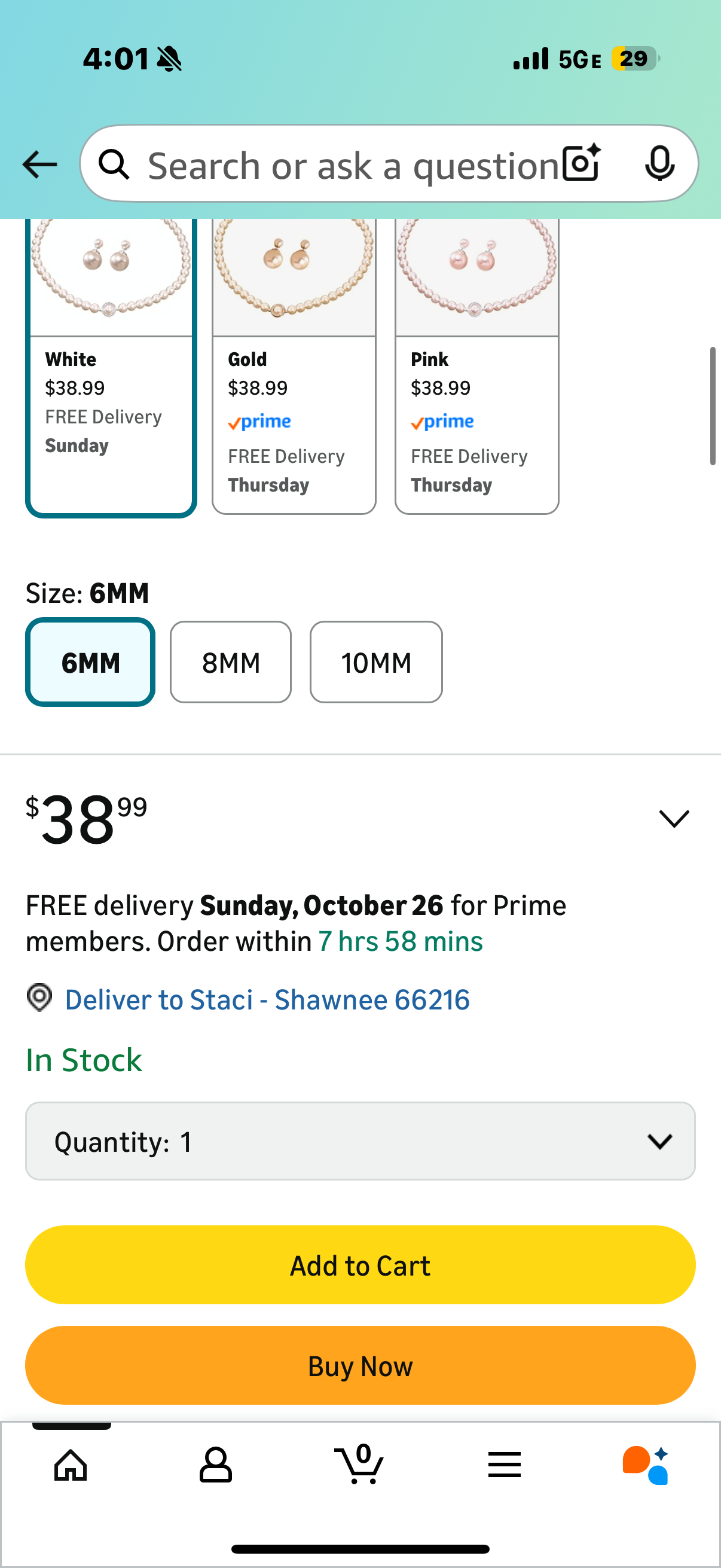 Simulated Pearl Jewelry Set Sterling Silver Necklace & Earrings Gift Set for Women - Bridesmaid/Mother's Day Gift, Velvet Box, Hypoallergenic, Akoya-Like Luster