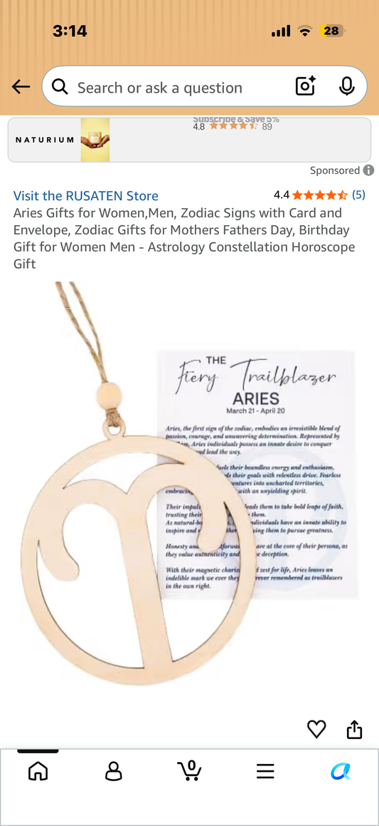 Aries Gifts for Women,Men, Zodiac Signs with Card and Envelope, Zodiac Gifts for Mothers Fathers Day, Birthday Gift for Women Men - Astrology Constellation Horoscope Gift