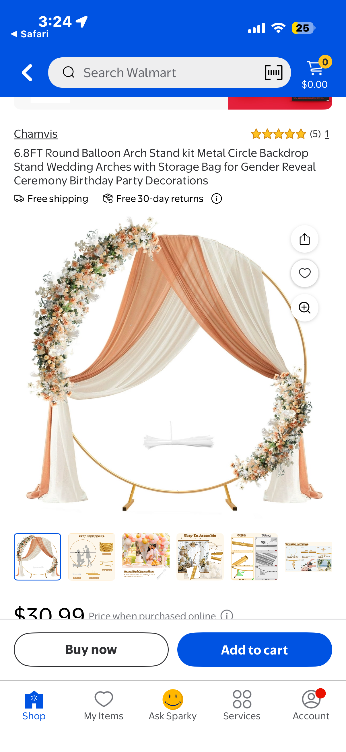 6.8FT Gold Wedding Arch Backdrop Stand, Balloon Arched Frame Stand with Wedding Arch Cover Spandex
