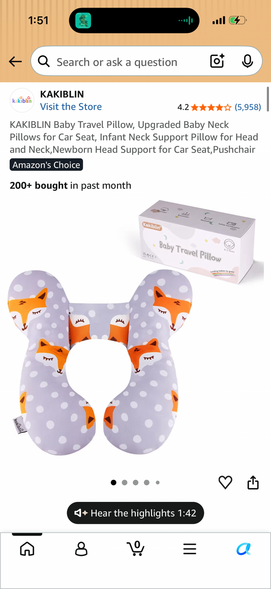 KAKIBLIN Baby Travel Pillow, Upgraded Baby Neck Pillows for Car Seat, Infant Neck Support Pillow for Head and Neck, Newborn Head Support for Car Seat, Pushchair