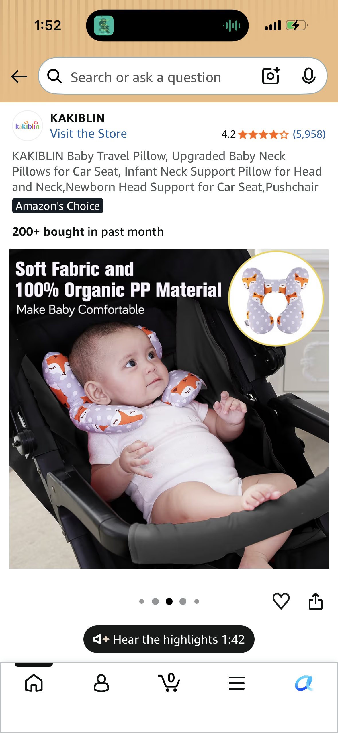 KAKIBLIN Baby Travel Pillow, Upgraded Baby Neck Pillows for Car Seat, Infant Neck Support Pillow for Head and Neck, Newborn Head Support for Car Seat, Pushchair