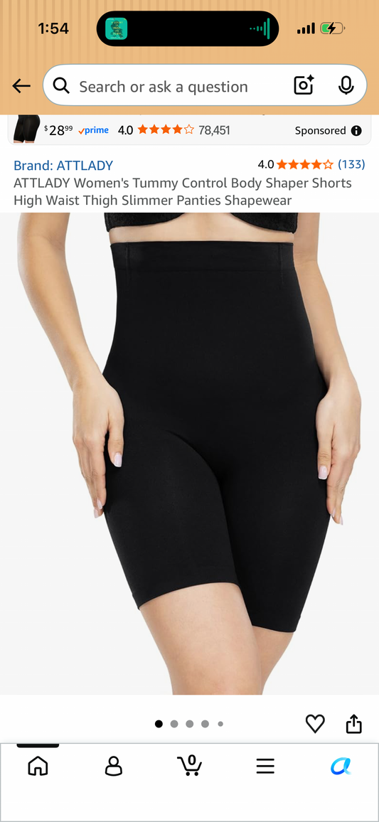 ATTLADY Women's Tummy Control Body Shaper Shorts High Waist Thigh Slimmer Panties Shapewear (Size Medium/Large)