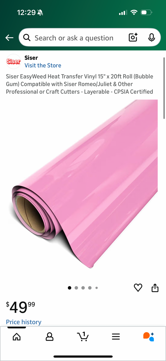 Siser EasyWeed Heat Transfer Vinyl 15" x 20ft Roll (Bubble Gum) Compatible with Siser Romeo/Juliet & Other Professional or Craft Cutters - Layerable - CPSIA Certified