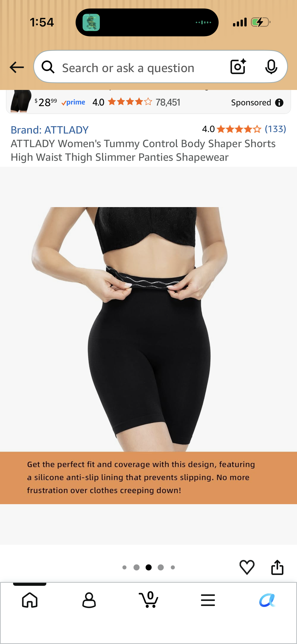 ATTLADY Women's Tummy Control Body Shaper Shorts High Waist Thigh Slimmer Panties Shapewear (Size Medium/Large)