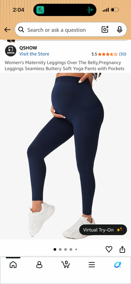 Women’s Maternity Leggings Over The Belly,Pregnancy Leggings Seamless Buttery Soft Yoga Pants with Pockets (Size Small)