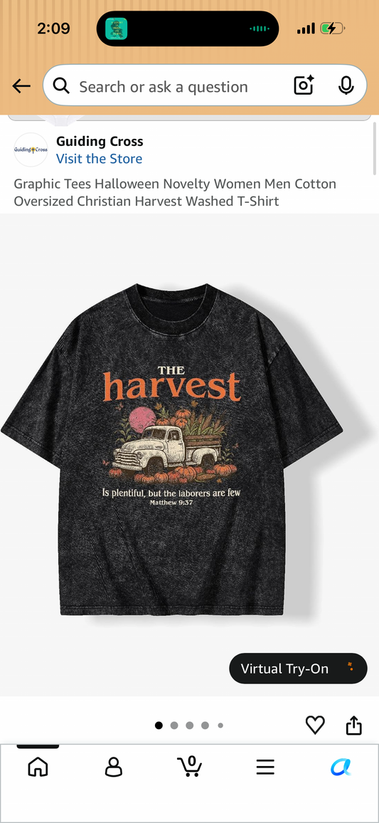 The Harvest - Graphic Tees Halloween Novelty Women Men Cotton Oversized Christian Harvest Washed T-Shirt (Size X-Large)