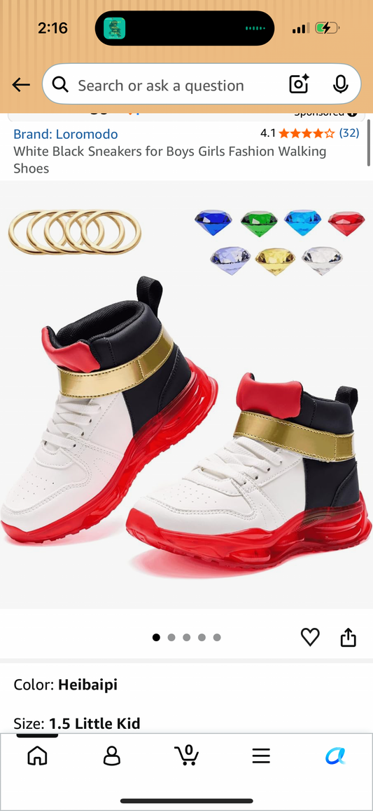 White Black Sneakers for Boys Girls Fashion Walking Shoes (Size 1.5 Little Kid)