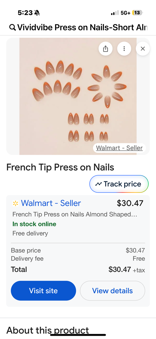 Vividvibe Press on Nails-Short Almond Orange French Nails，Fit Perfectly，Reusable /15 sizes - 30 pcs