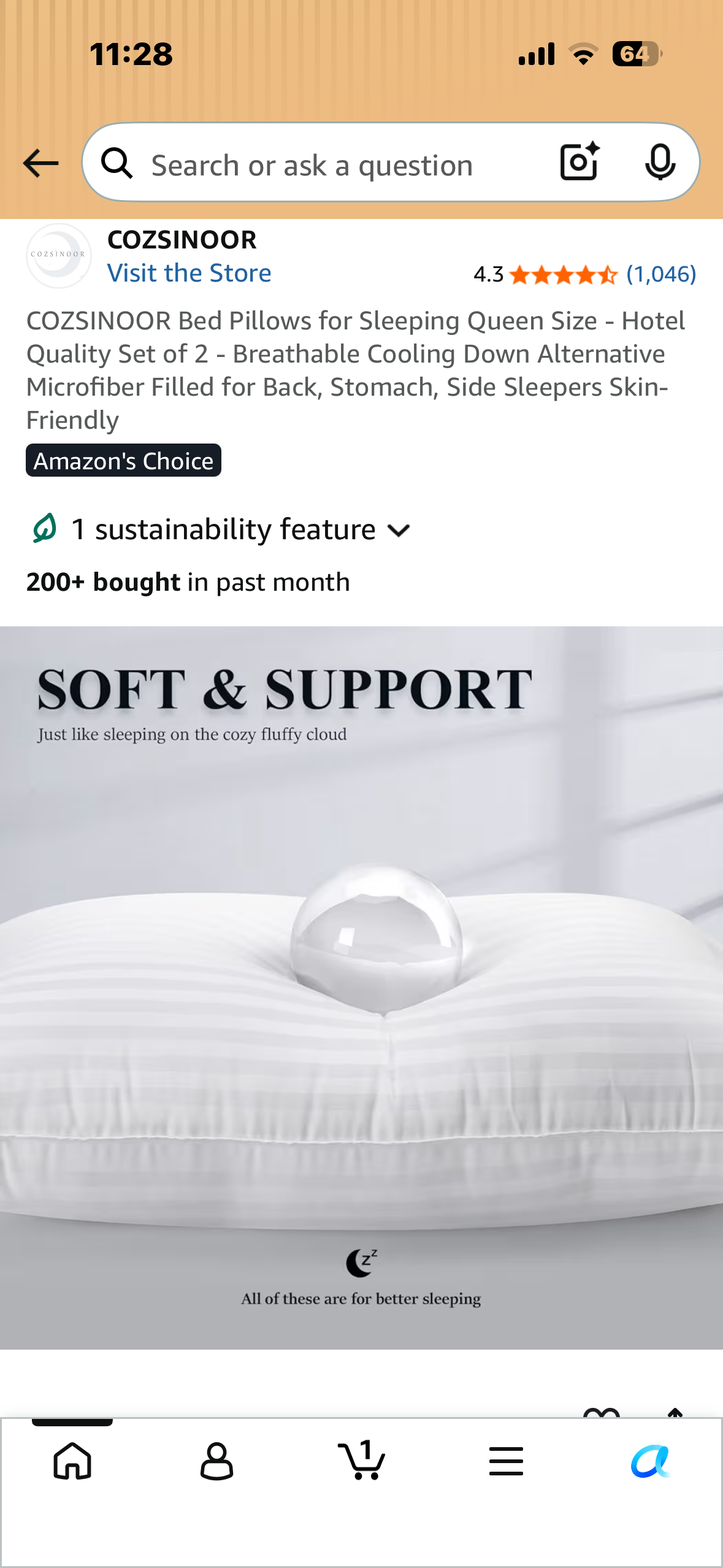 COZSINOOR Queen Size Bed Pillows for Sleeping - Premium Down Alternative Pillows, Set of 2 for Side, Back, Stomach Sleepers - Hotel Quality