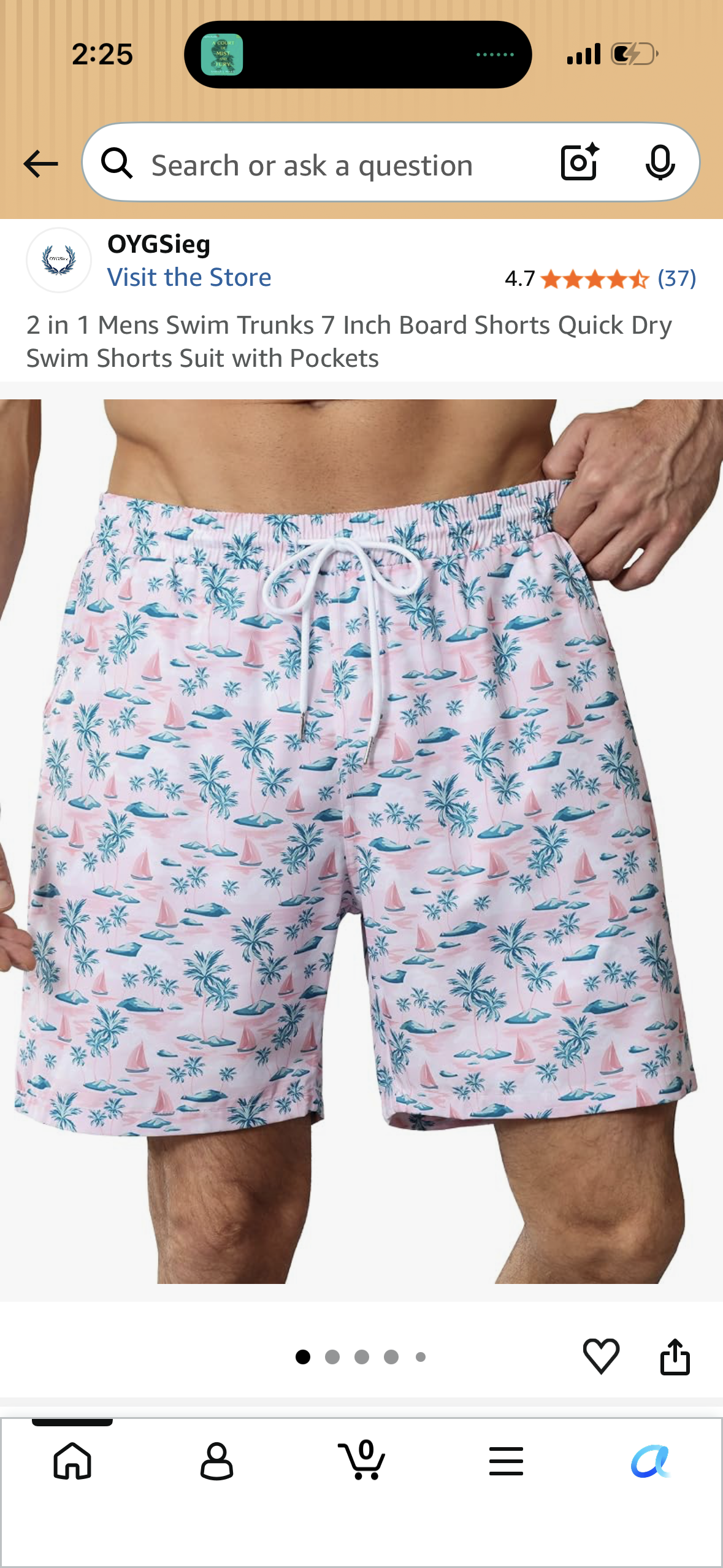 2 in 1 Mens Swim Trunks 7 Inch Board Shorts Quick Dry Swim Shorts Suit with Pockets (Size XX-Large)