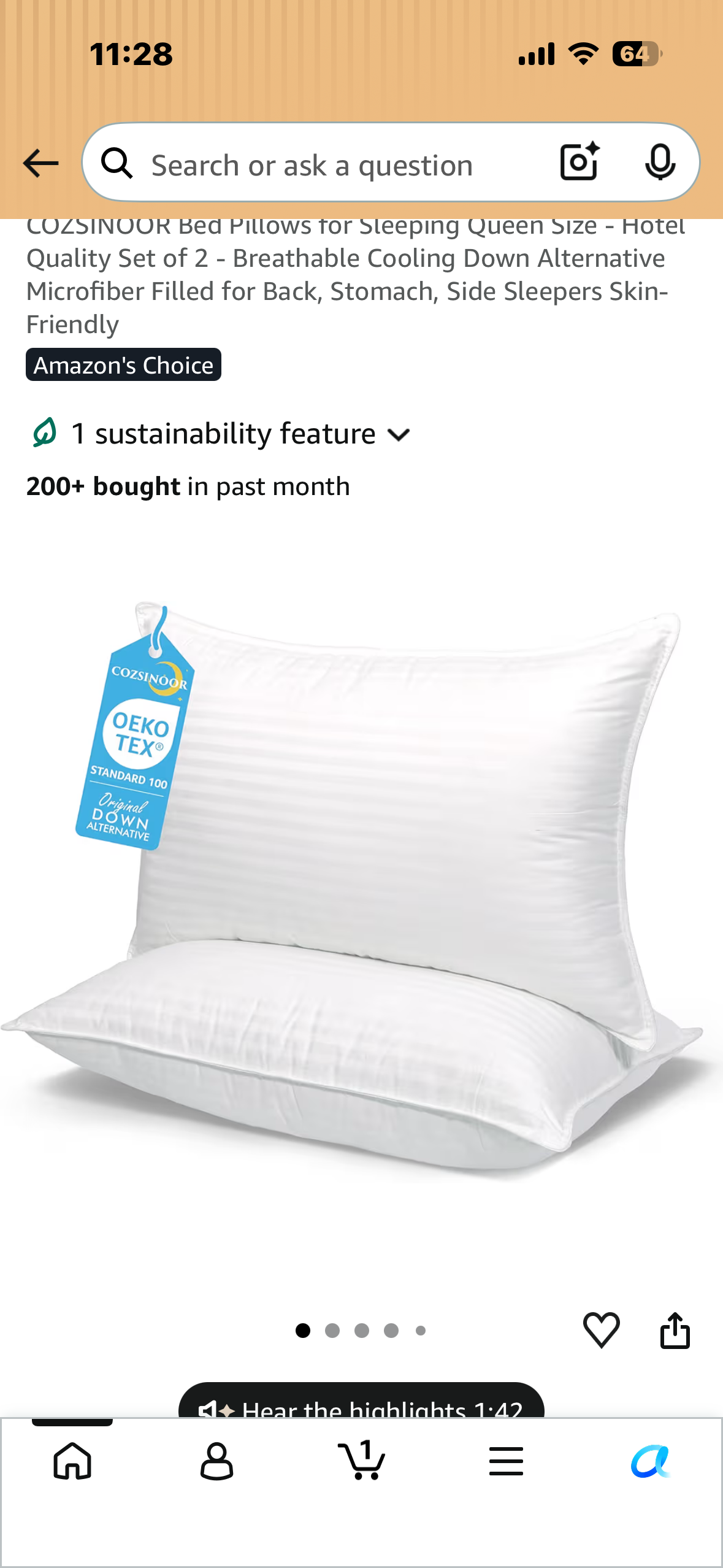 COZSINOOR Queen Size Bed Pillows for Sleeping - Premium Down Alternative Pillows, Set of 2 for Side, Back, Stomach Sleepers - Hotel Quality