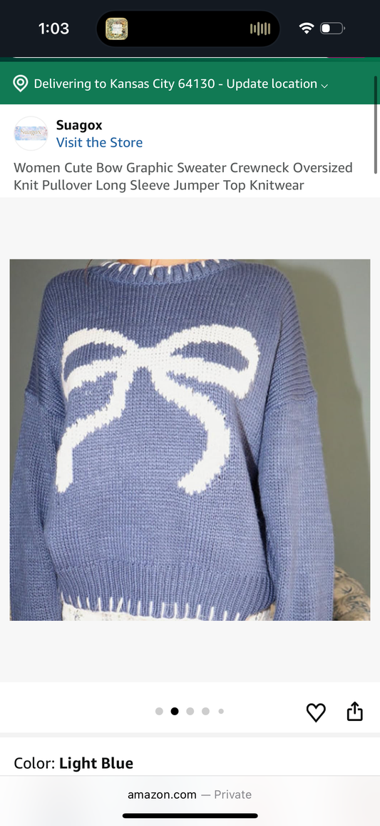 Women Printed White Bow Sweater, Vintage Oversized Fall Sweater (Size Small)