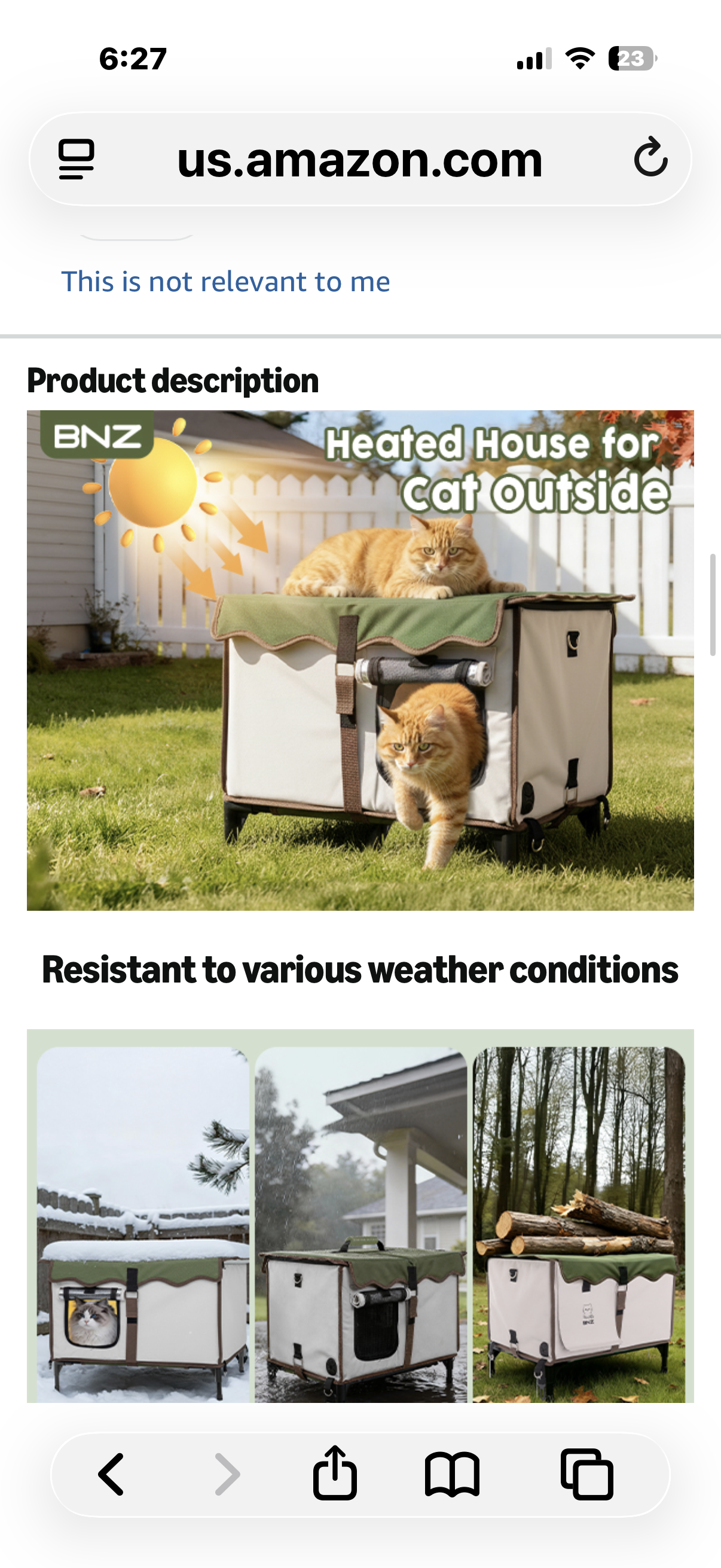 BNZ Indestructible Heated Cat House for Outside Winter, Weatherproof, Safe Escape Door, Insulated Outdoor Cat Shelter with Heater for Feral Barn Cat Kitty(21''x15''x13'')