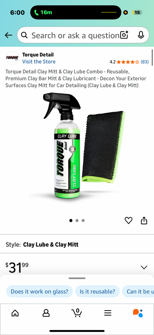 Torque Detail Clay Mitt & Clay Lube Combo - Reusable, Premium Clay Bar Mitt & Clay Lubricant - Decon Your Exterior Surfaces Clay Mitt for Car Detailing (Clay Lube & Clay Mitt