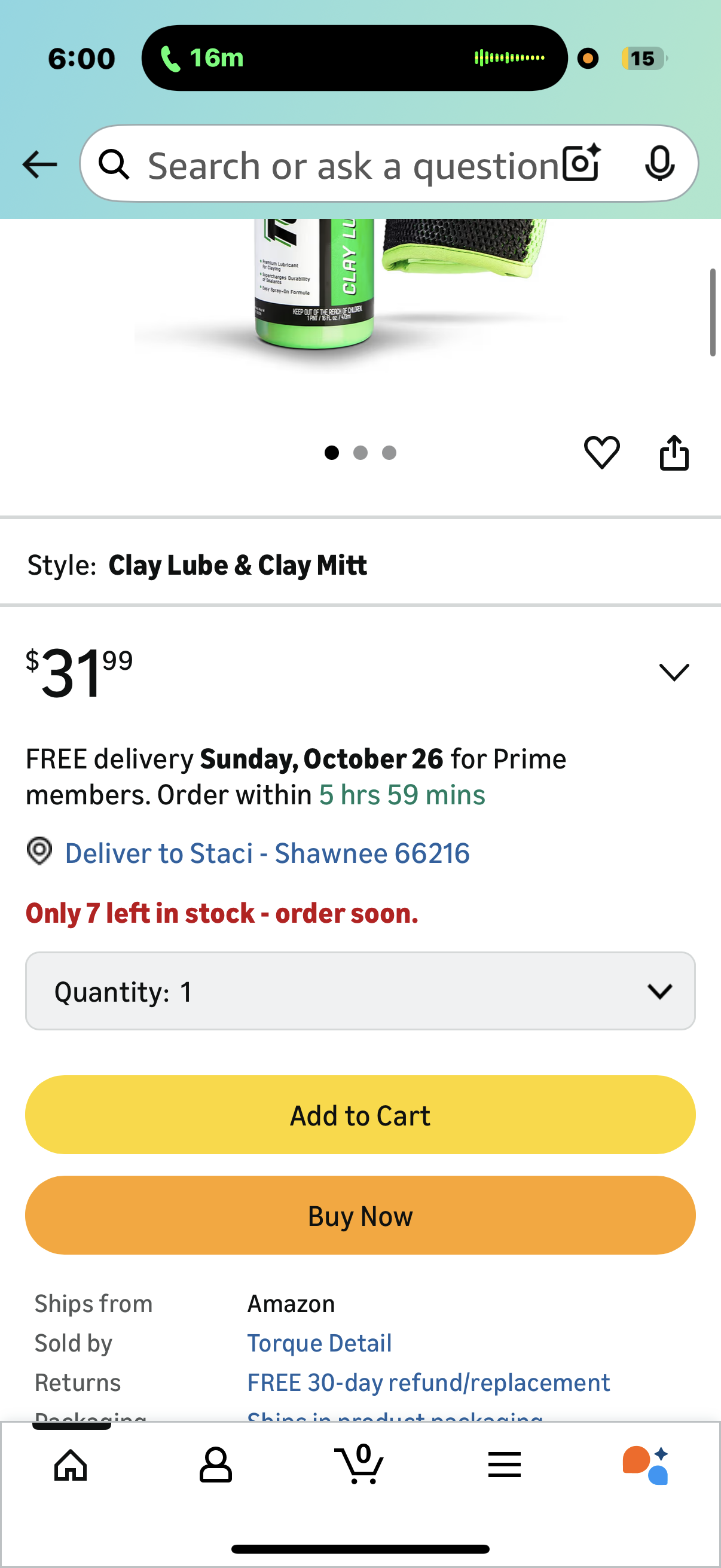 Torque Detail Clay Mitt & Clay Lube Combo - Reusable, Premium Clay Bar Mitt & Clay Lubricant - Decon Your Exterior Surfaces Clay Mitt for Car Detailing (Clay Lube & Clay Mitt