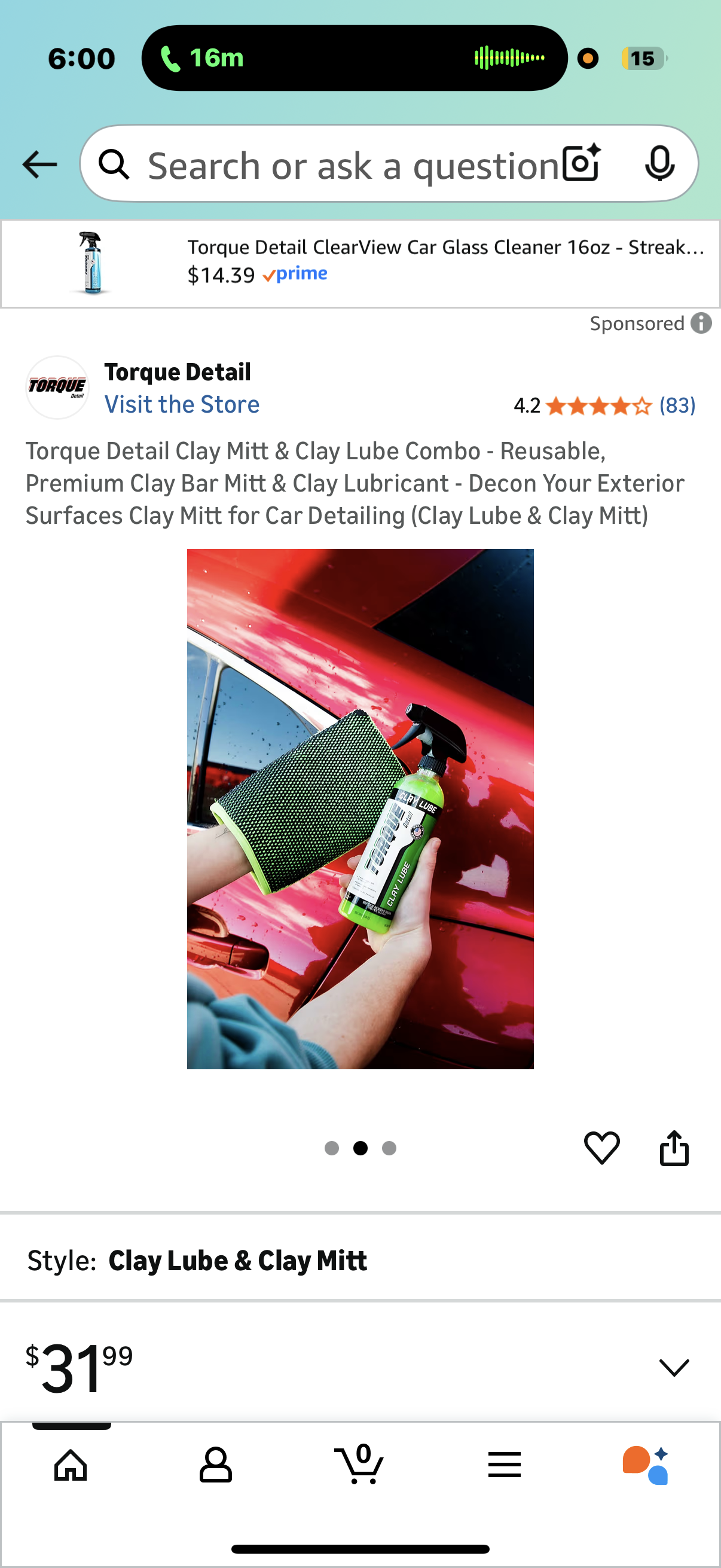Torque Detail Clay Mitt & Clay Lube Combo - Reusable, Premium Clay Bar Mitt & Clay Lubricant - Decon Your Exterior Surfaces Clay Mitt for Car Detailing (Clay Lube & Clay Mitt