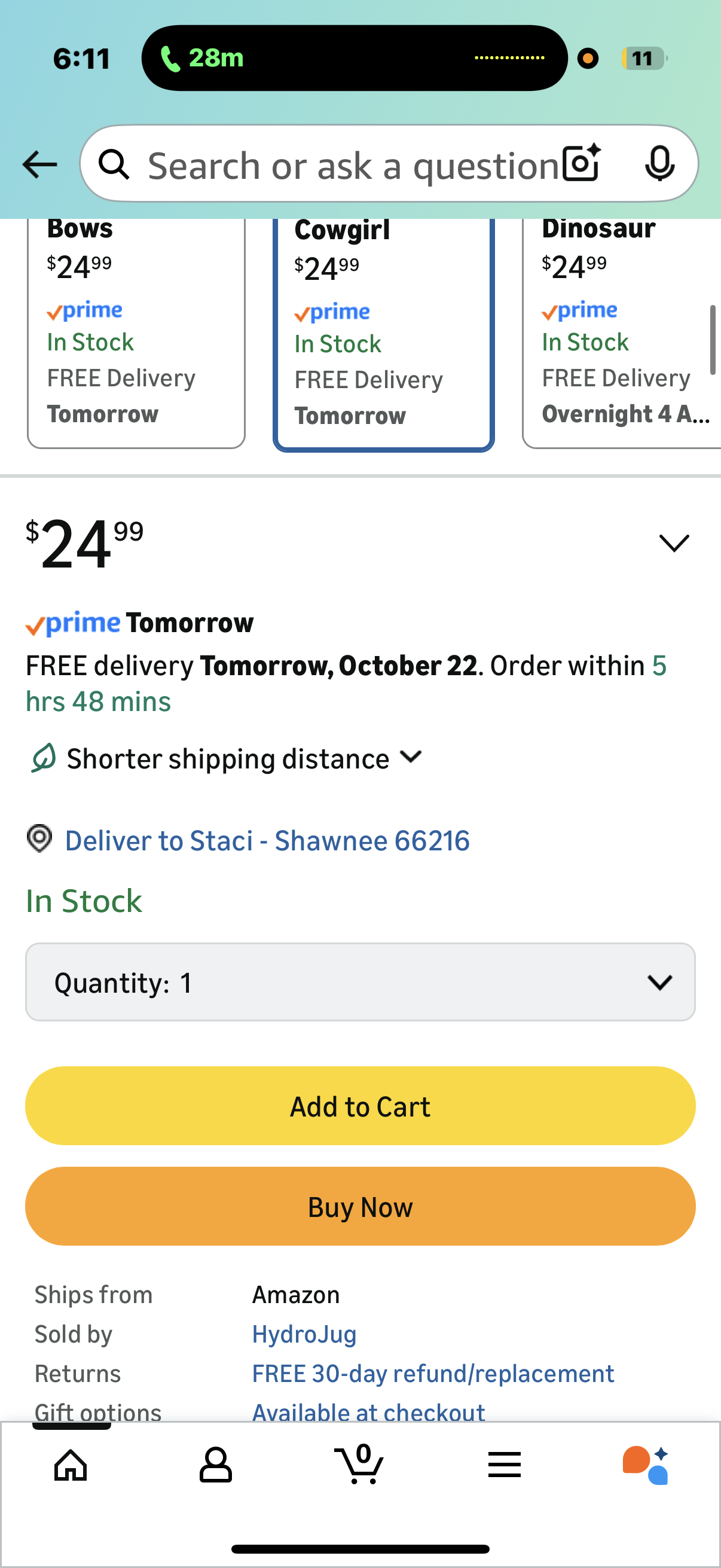 HydroJug Kids 14 oz Sport Water Bottle – Stainless Steel, Insulated, 100% Leakproof, With Carry Handle, BPA-Free – Kid-Friendly Design – Durable & Dishwasher Safe, Cowgirl