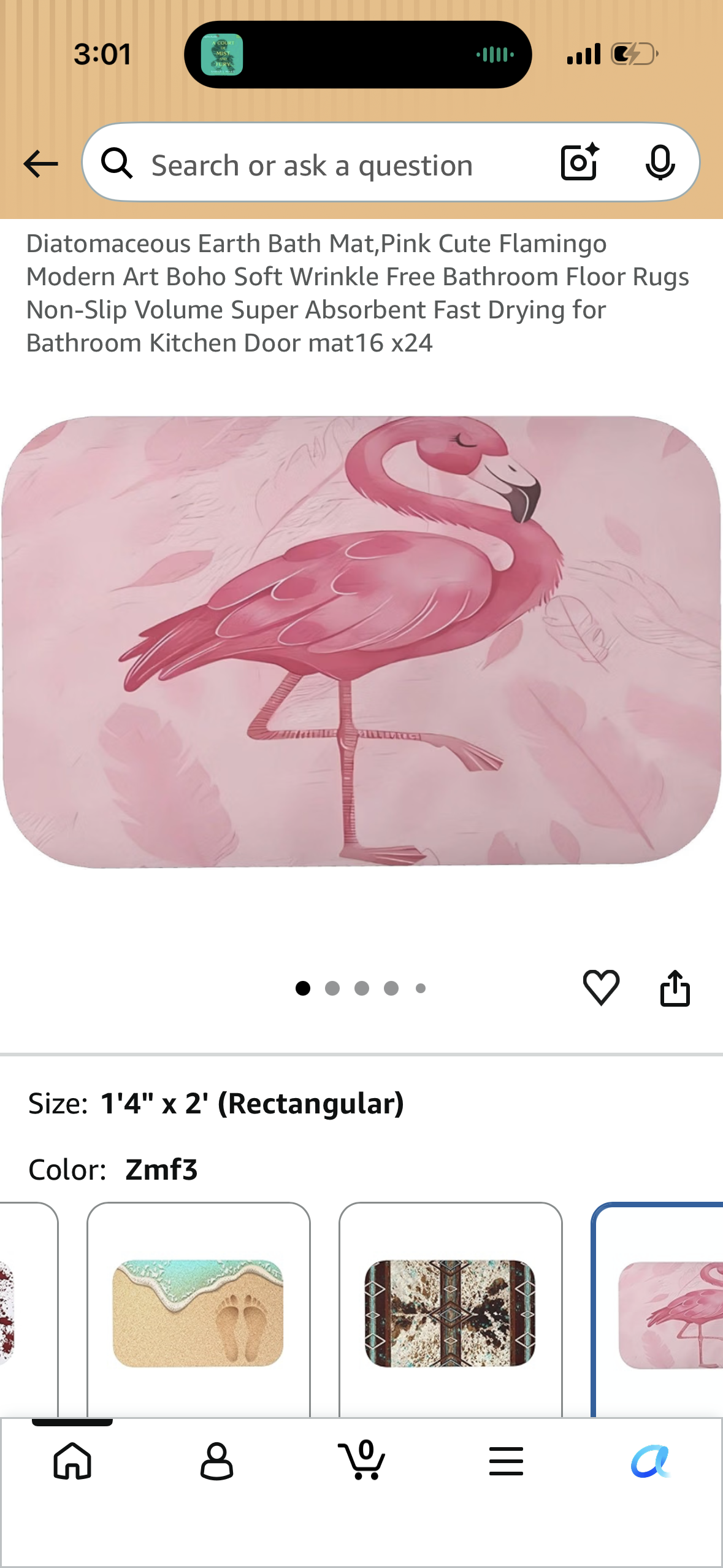 Diatomaceous Earth Bath Mat,Pink Cute Flamingo Modern Art Boho Soft Wrinkle Free Bathroom Floor Rugs Non-Slip Volume Super Absorbent Fast Drying for Bathroom Kitchen Door mat16 x24