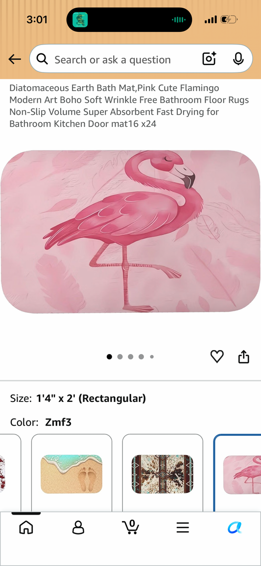 Diatomaceous Earth Bath Mat,Pink Cute Flamingo Modern Art Boho Soft Wrinkle Free Bathroom Floor Rugs Non-Slip Volume Super Absorbent Fast Drying for Bathroom Kitchen Door mat16 x24