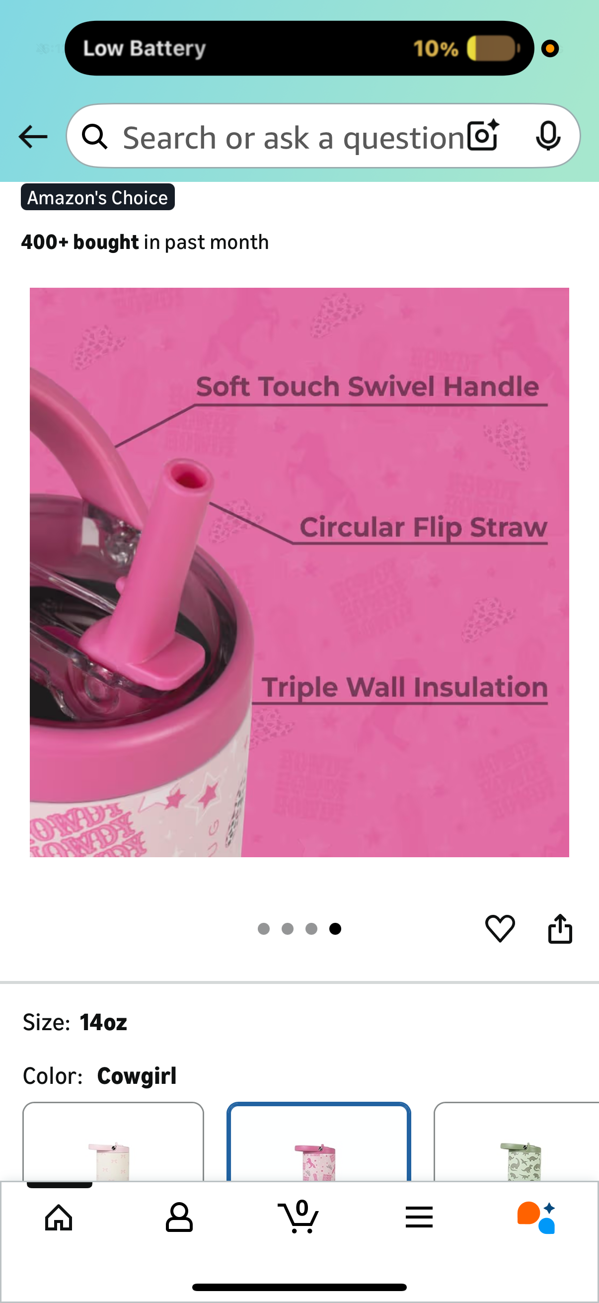 HydroJug Kids 14 oz Sport Water Bottle – Stainless Steel, Insulated, 100% Leakproof, With Carry Handle, BPA-Free – Kid-Friendly Design – Durable & Dishwasher Safe, Cowgirl