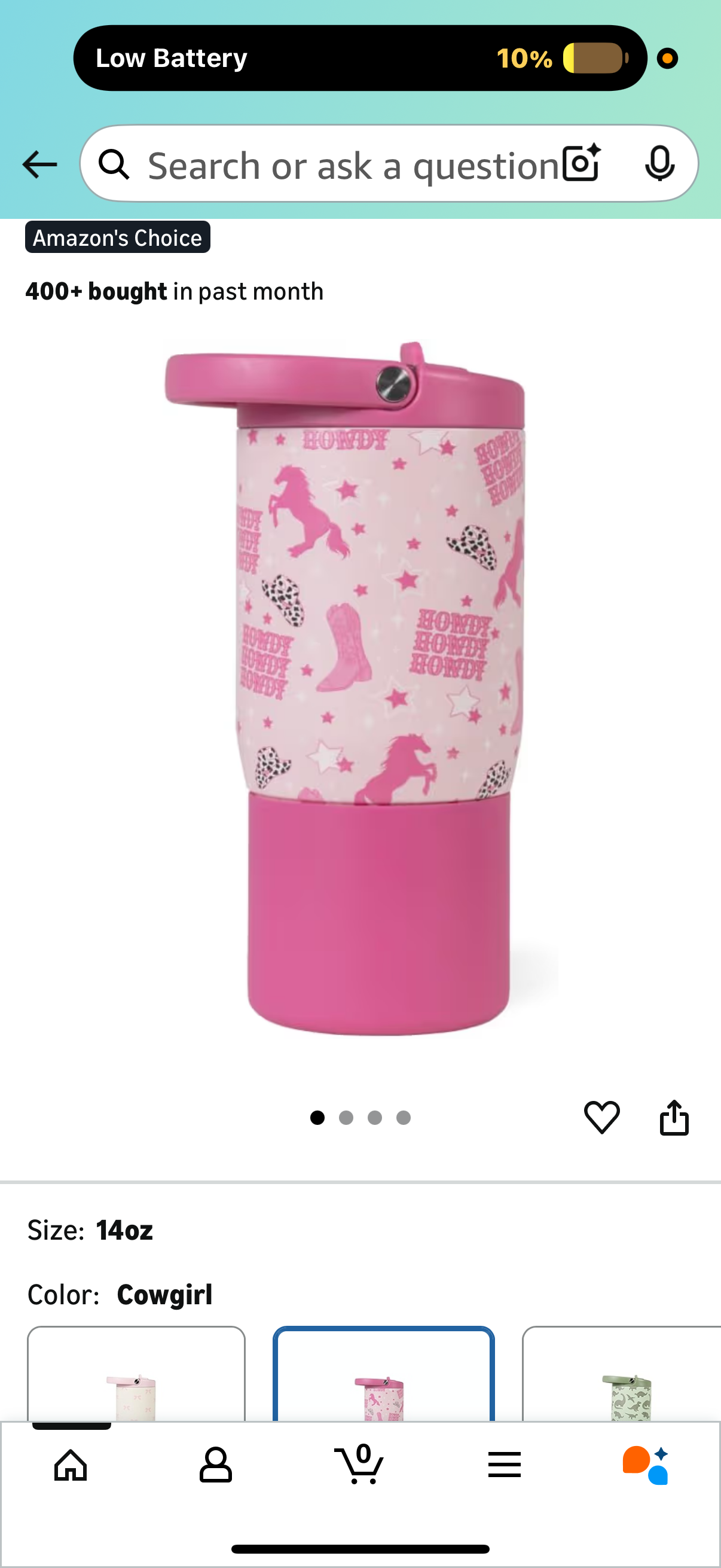 HydroJug Kids 14 oz Sport Water Bottle – Stainless Steel, Insulated, 100% Leakproof, With Carry Handle, BPA-Free – Kid-Friendly Design – Durable & Dishwasher Safe, Cowgirl