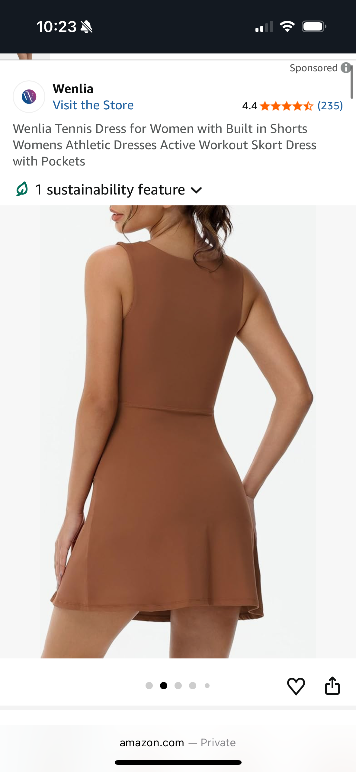 Tennis Dress for Women with Built in Shorts with Pockets, White (Size Small)