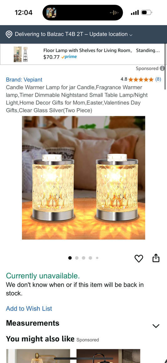 Candle Warmer Lamp for jar Candle,Fragrance Warmer lamp,Timer Dimmable Nightstand Small Table Lamp/Night Light,Home Decor Gifts for Mom,Easter,Valentines Day Gifts,Clear Glass Silver(Two Piece)