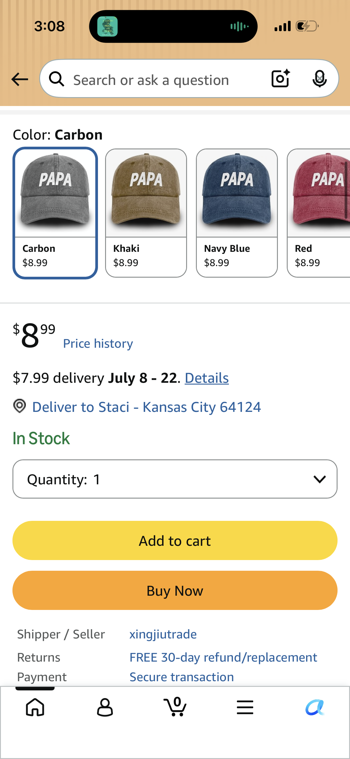 Papa Hat Dad Hats for Men Vintage Adjustable Washed Cotton Dad Baseball Cap