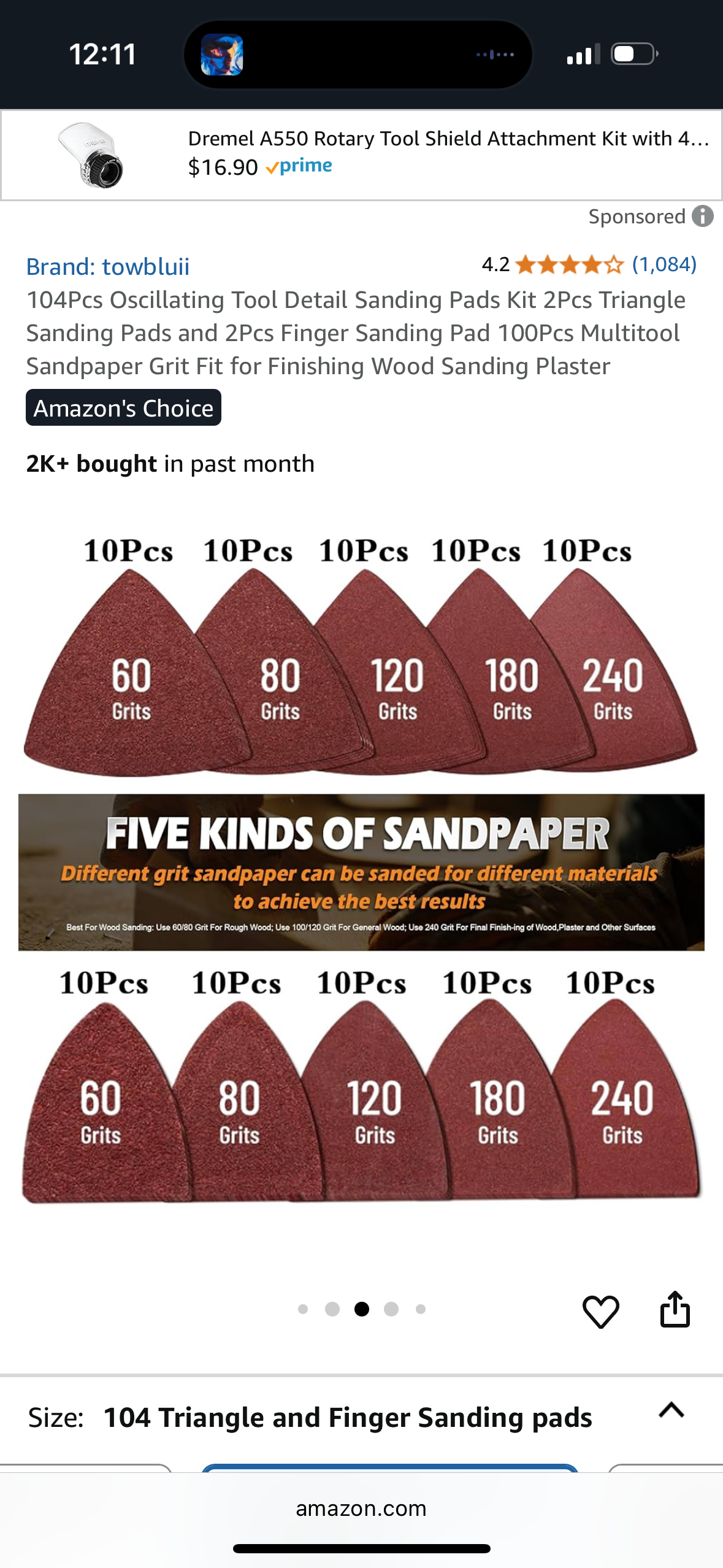 104Pcs Oscillating Tool Detail Sanding Pads Kit 2Pcs Triangle Sanding Pads and 2Pcs Finger Sanding Pad 100Pcs Multitool Sandpaper Grit Fit for Finishing Wood Sanding Plaster