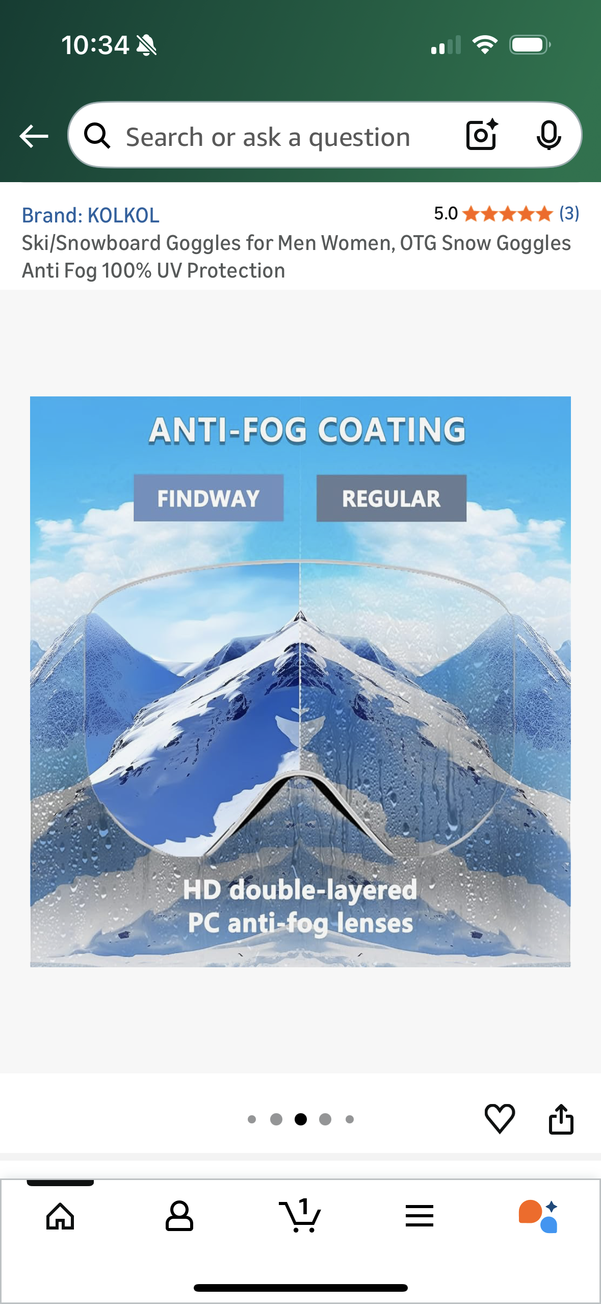 Ski/Snowboard Goggles for Men Women, OTG Snow Goggles Anti Fog 100% UV Protection